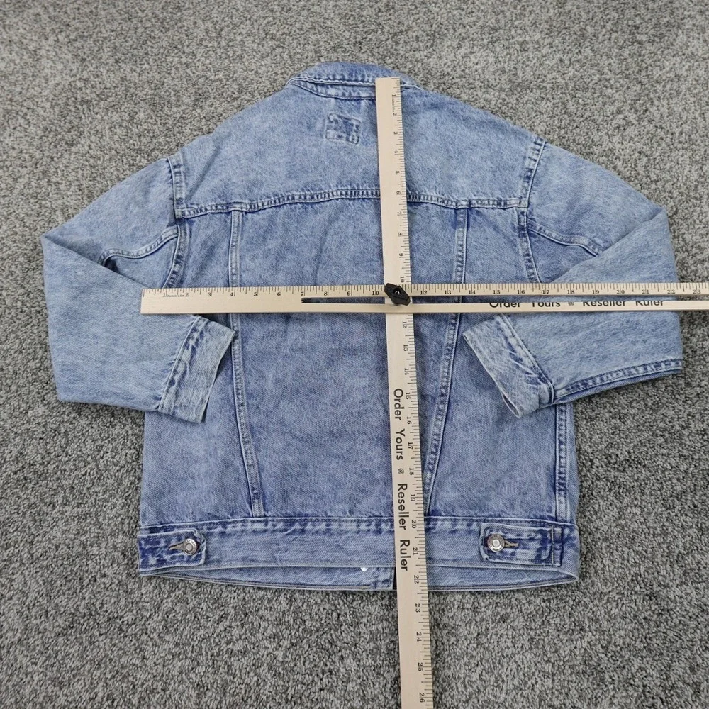 Gap Jacket Girls L Blue Jean Denim Flap Pocket Western Biker Trucker Bomber Coat